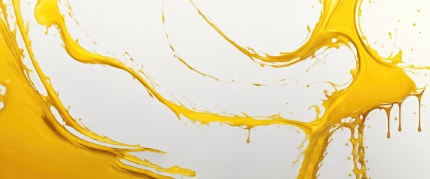 Photo yellow gold and white colors banner with fluid art texture backdrop abstract paint effect liquid