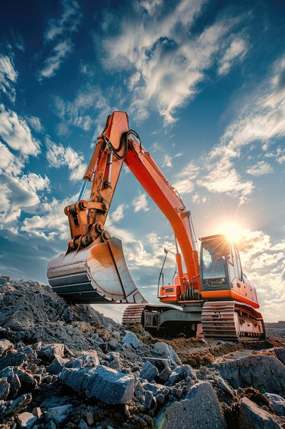 a yellow grader digs the ground at a construction site