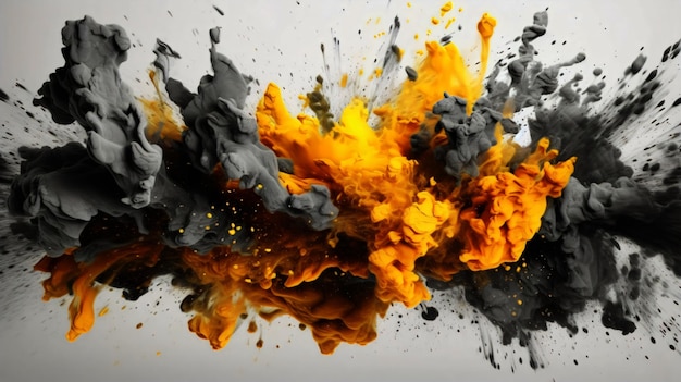 Yellow Gray Explosion Luminous White Background