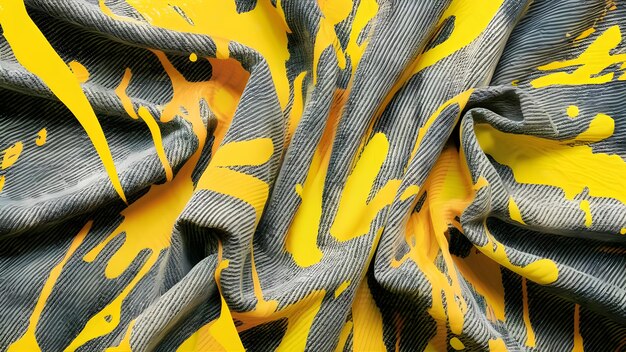 Photo a yellow and gray striped scarf with the word no on it