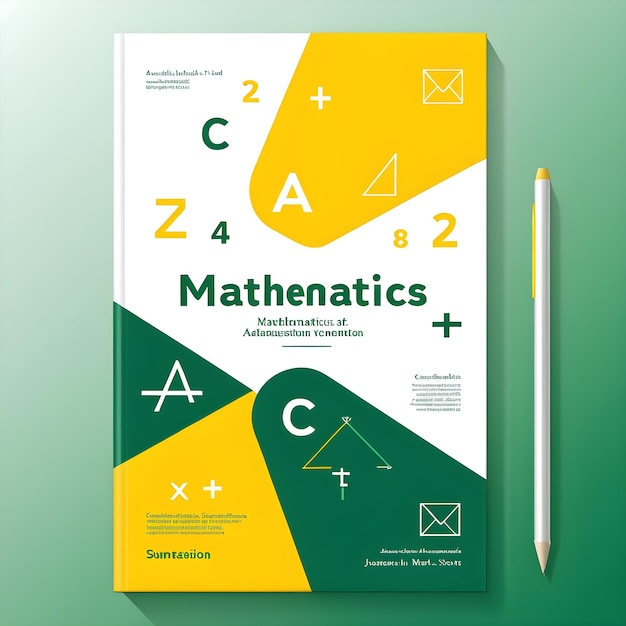 a yellow and green book with the letters maths on it