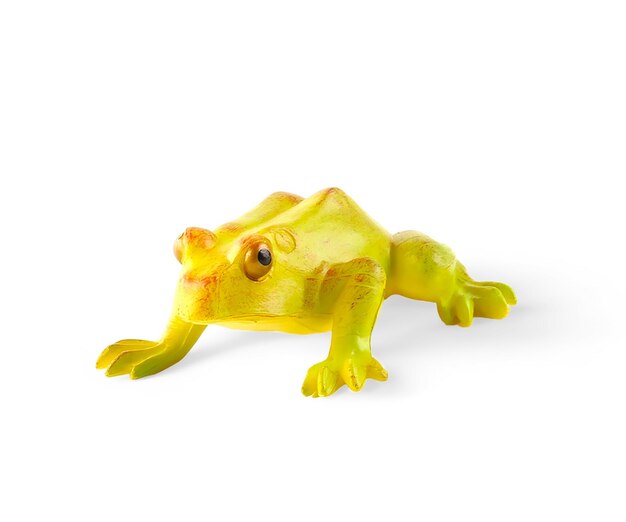 Photo a yellow green frog toy isolated on white