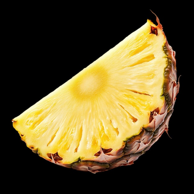 a yellow and green fruit with a black background