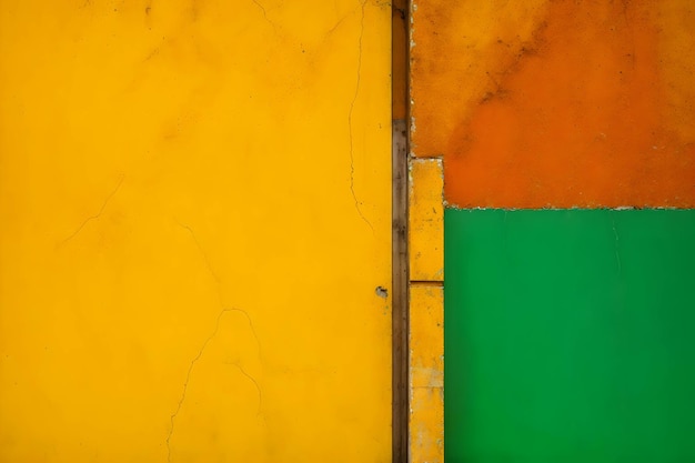 Yellow green and Orange Concrete Wall background image generative ai