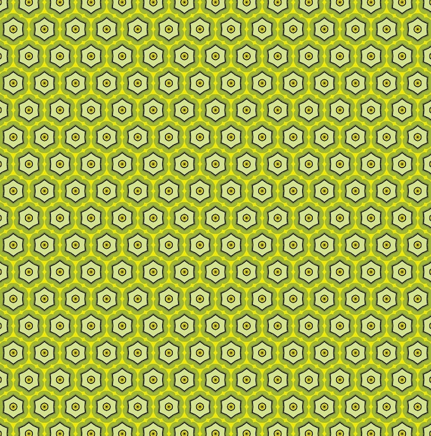 A yellow and green pattern with hexagons.