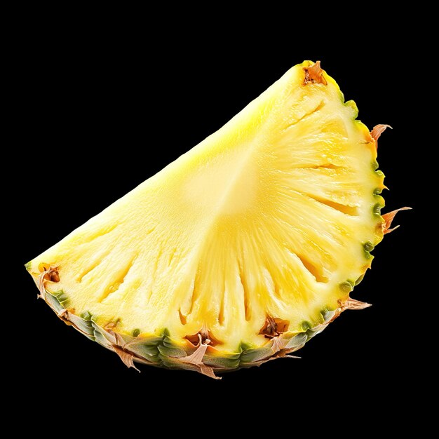 a yellow and green pineapple is shown on a black background