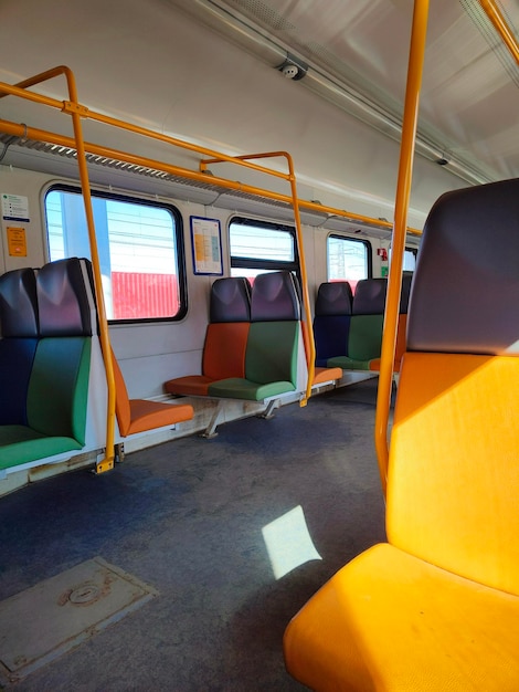 yellow and green train seats