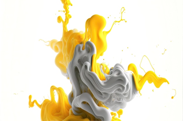 Yellow and grey fluid banner with stain texture generative ai