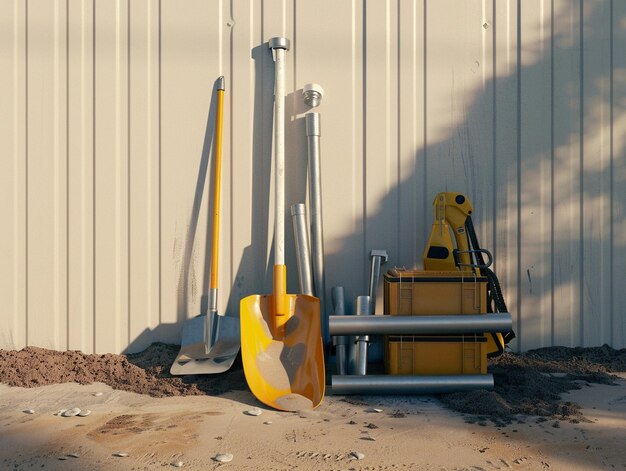 Photo a yellow guitar is leaning against a wall with a sign that says quot the word quot on it