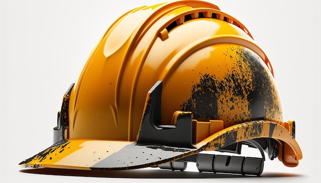 Yellow hard hat helmet Isolated on a white background Generated AI