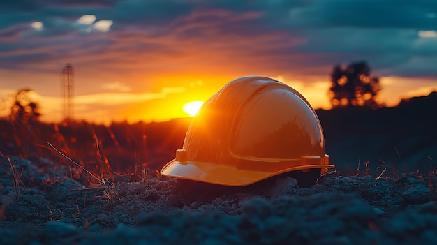 Yellow Hard Hat at Sunset