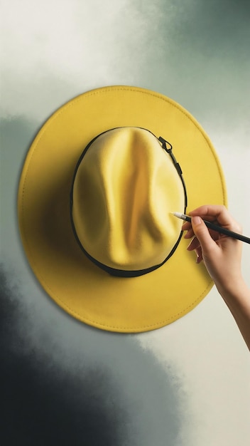 Photo yellow hat blank template