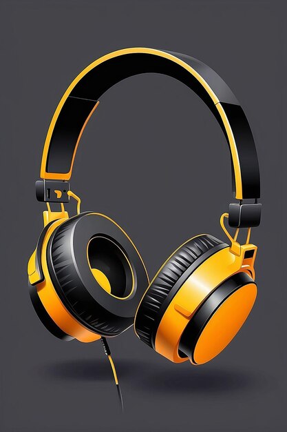 Yellow headphones vector illustation black orange headphone clipart image yellow orange headset or earmuff clip art flat icon design