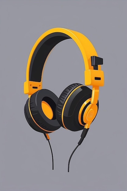 Yellow headphones vector illustation orange black headphone clip art image yellow orange headset or earmuff flat icon design