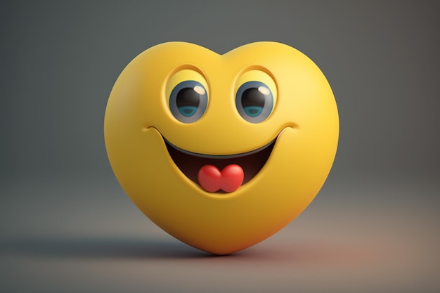 A yellow heart with a smiling face emoji ai generated artwork