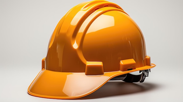 yellow helmet on construction site and excavator background on building construction