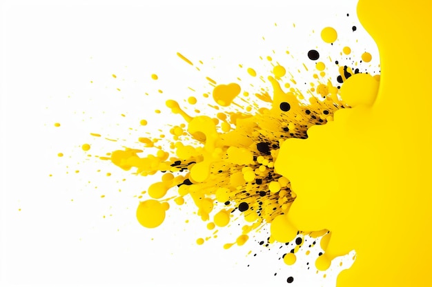 yellow ink splatter dotted isolated in white background and copy space