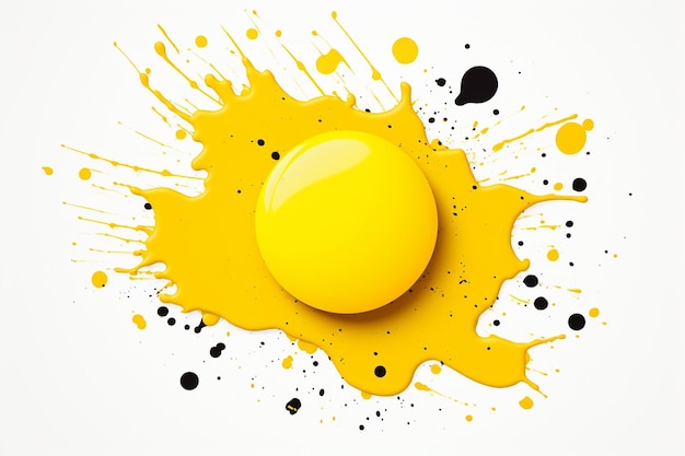 yellow ink splatter dotted isolated in white background and copy space