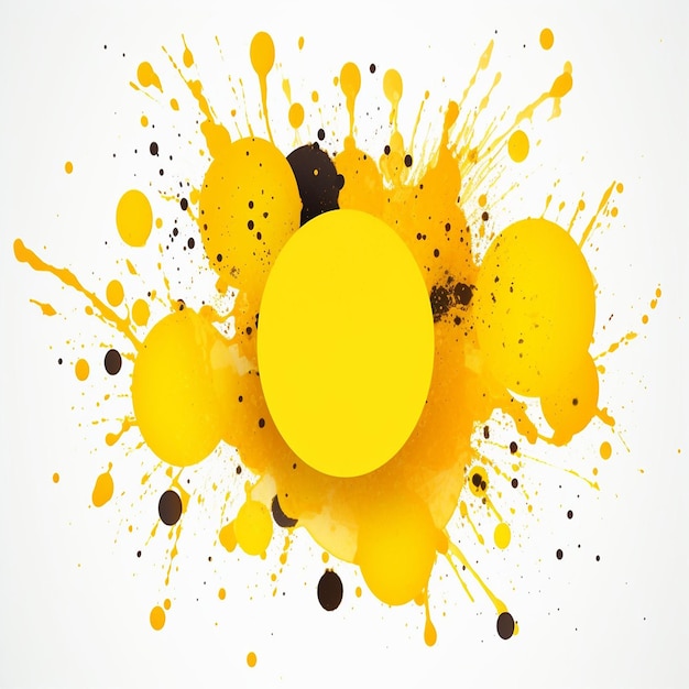 Photo yellow ink splatter dotted isolated in white