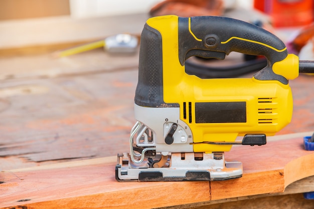 The yellow jigsaw for wood working