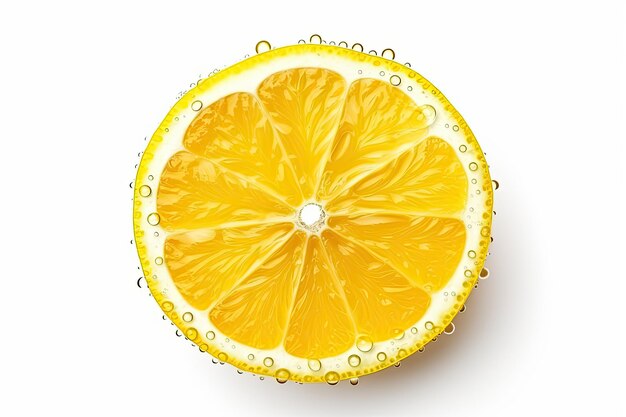 Yellow and juice wet lemon isolated on a white background Generative AI