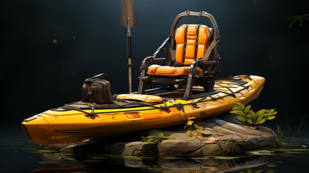 Photo yellow kayak ready for adventure