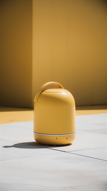 a yellow kettle with a handle that says the number 3 on it