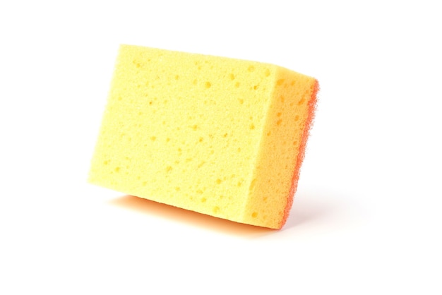 Yellow kitchen sponge isolated on white