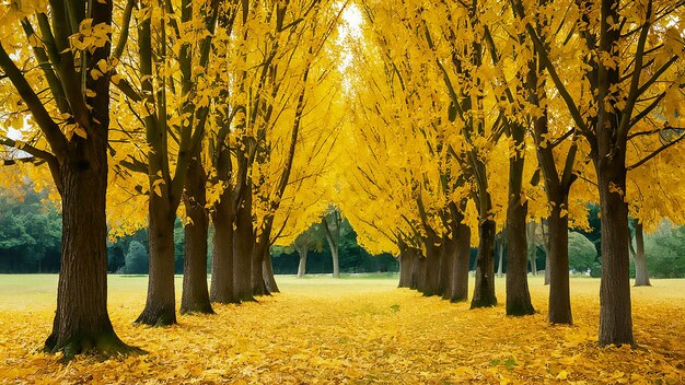 the yellow leaves of the trees are the first to be yellow