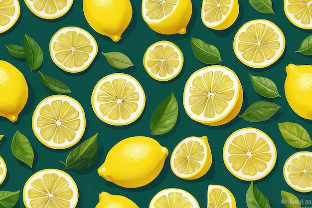 Yellow lemon pattern digital artfe