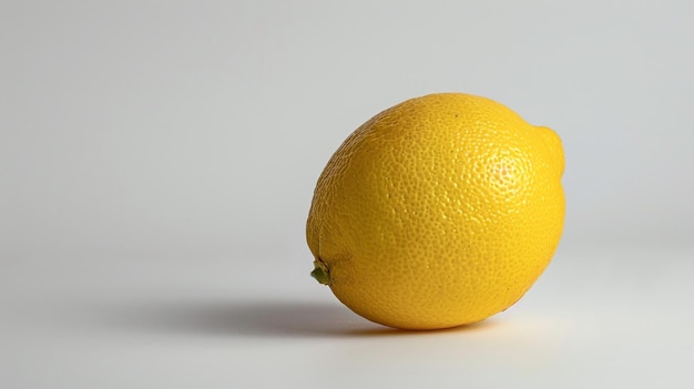 a yellow lemon with a green stem