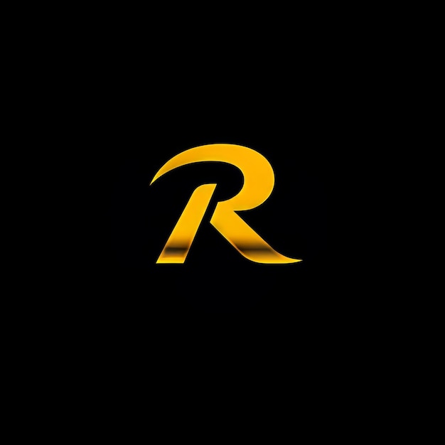 Photo a yellow letter r that is on a black background