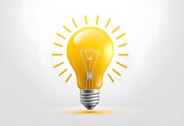 Yellow light bulb icon for business idea and growth concept