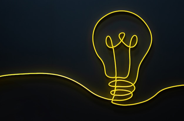 Yellow light bulb shape decoration design made from led light