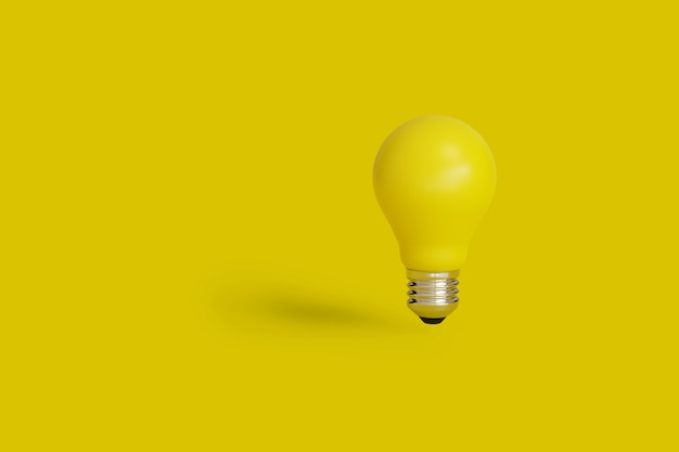 Yellow light bulb on a yellow background.