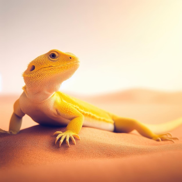 yellow lizard in the desert