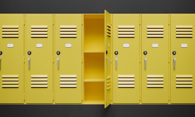 yellow lockers with one of them open