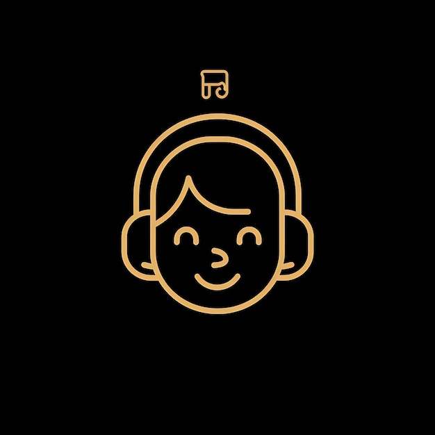 Photo a yellow logo with a mans head in a headphones