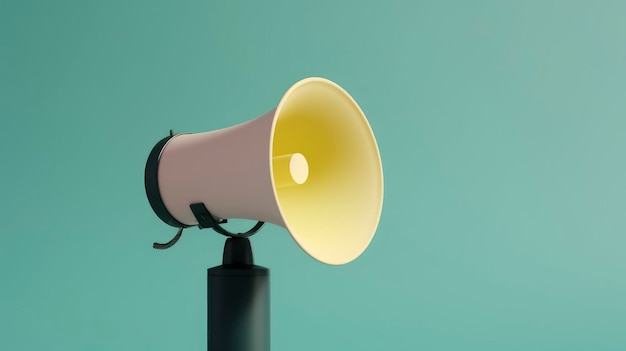 A yellow megaphone on a blue background