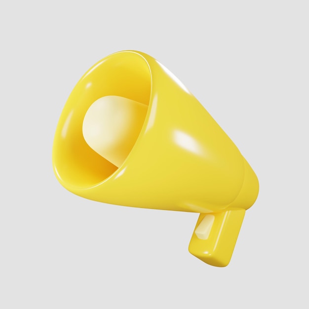 Yellow megaphone icon with cartoon style Social media icon concept 3d rendering