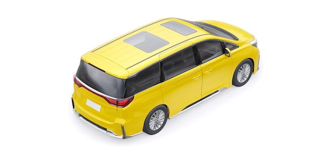 Yellow Minivan family city car Premium Business Car 3D illustration