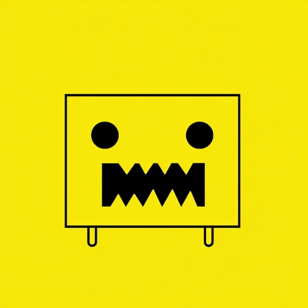 Photo yellow monster face cartoon illustration