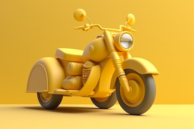 A yellow motorcycle is in a yellow background.