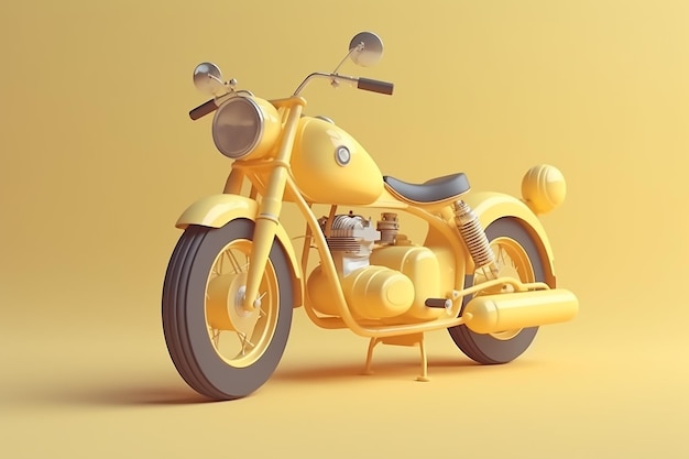 A yellow motorcycle is in a yellow background