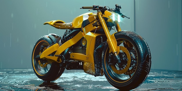 a yellow motorcycle with the number 2 on it