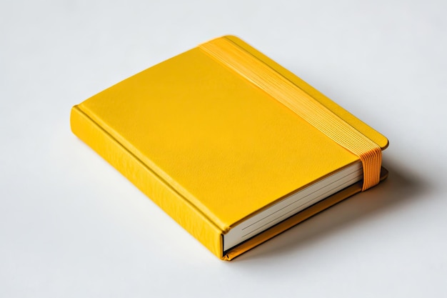 Yellow notebook in a white background