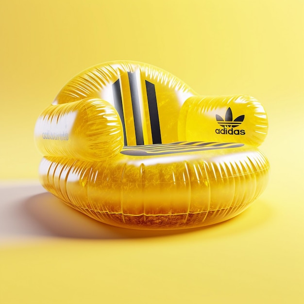 a yellow object with adidas logo on it is on a yellow background