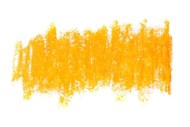 yellow oil pencil strokes isolated on white background. High quality photo