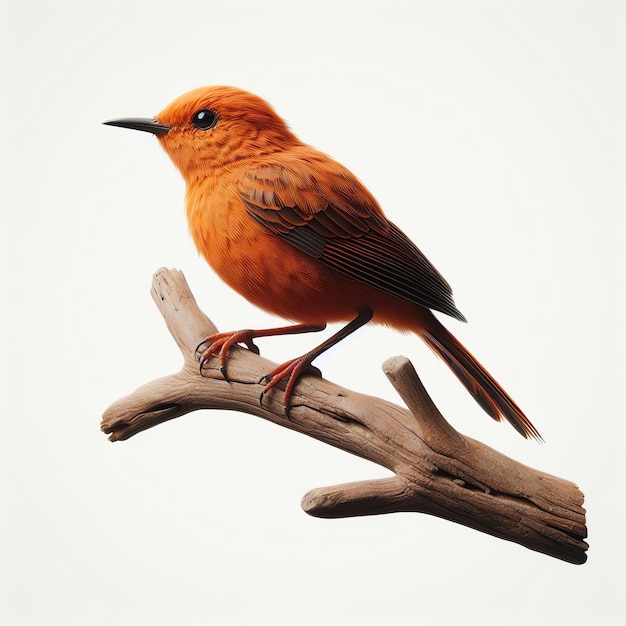 Yellow Orange Bird Perched on Branch