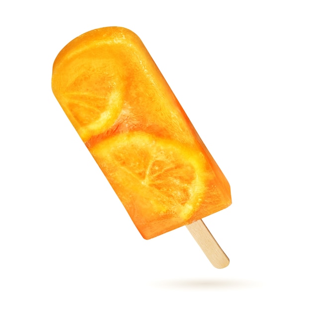 Yellow-orange ice cream popsicle isolated